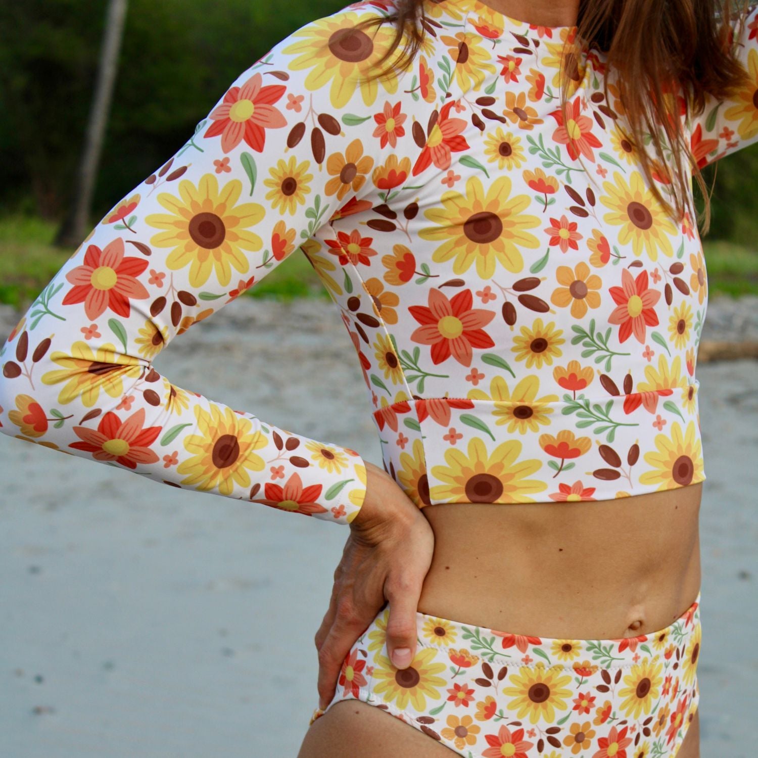 Esdushi Surf clothing - Women's Surf Rashguard - Sunflower Siesta - - 