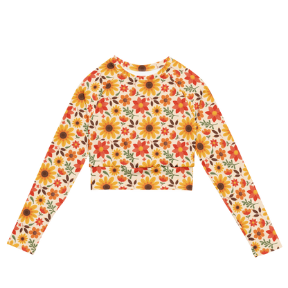 Esdushi Surf clothing - Women's Surf Rashguard - Sunflower Siesta - XS - Crop top