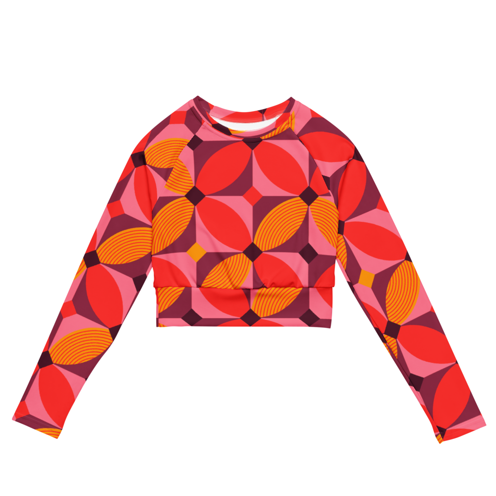 Esdushi Surf clothing - Women's Surf Rashguard - Tropical Tango - XS - Crop top