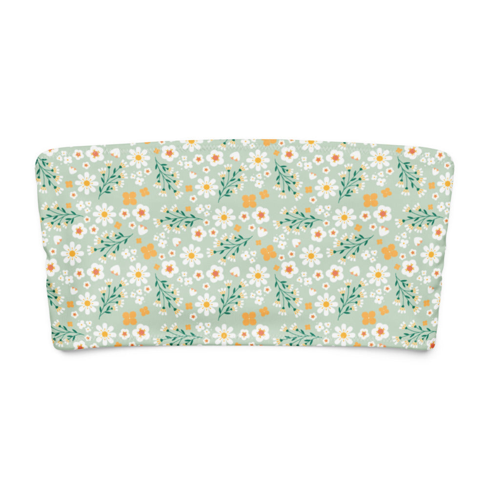 Bandeau Bikini Top - Flores Esmeralda