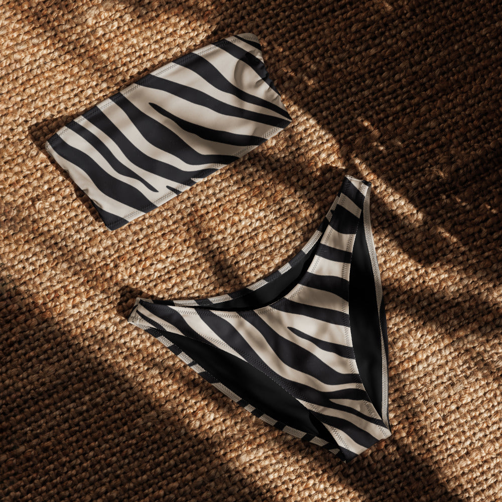 Bandeau Bikini Top - Striped Safari
