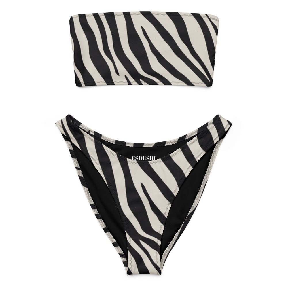Bandeau Bikini Top - Striped Safari